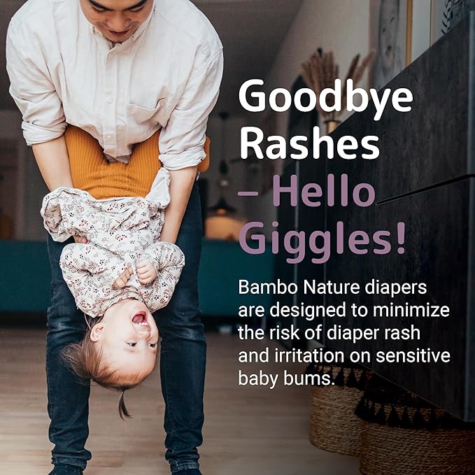 Bambo Nature Hypoallergenic Baby Diapers, Eco-Labelled Sustainable Diapers, Enhanced Leakage Protection, Totally Chlorine-free, Skin Friendly, and Super Absorbent - Size 6 (144 Count)