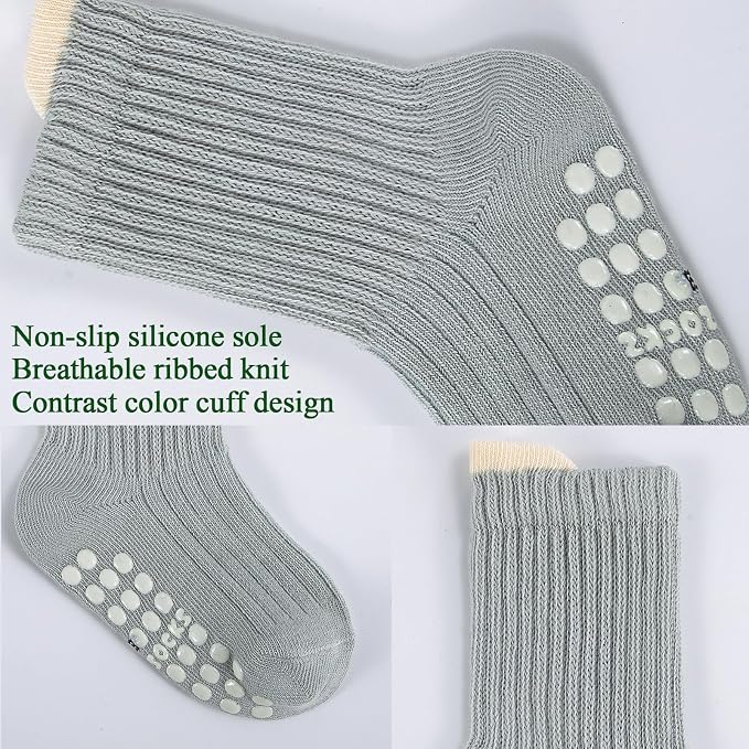 8 Pairs Baby Toddler Socks Non-Slip Grip Socks - Image 6