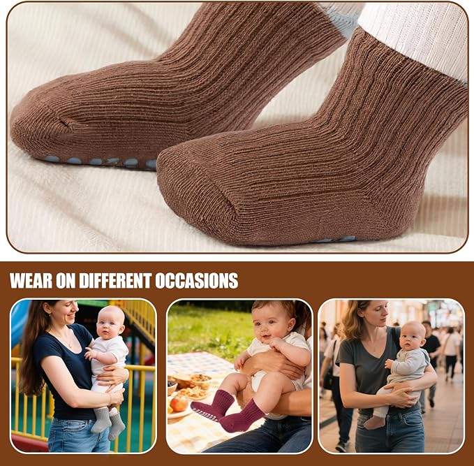 8 Pairs Baby Toddler Socks Non-Slip Grip Socks - Image 6