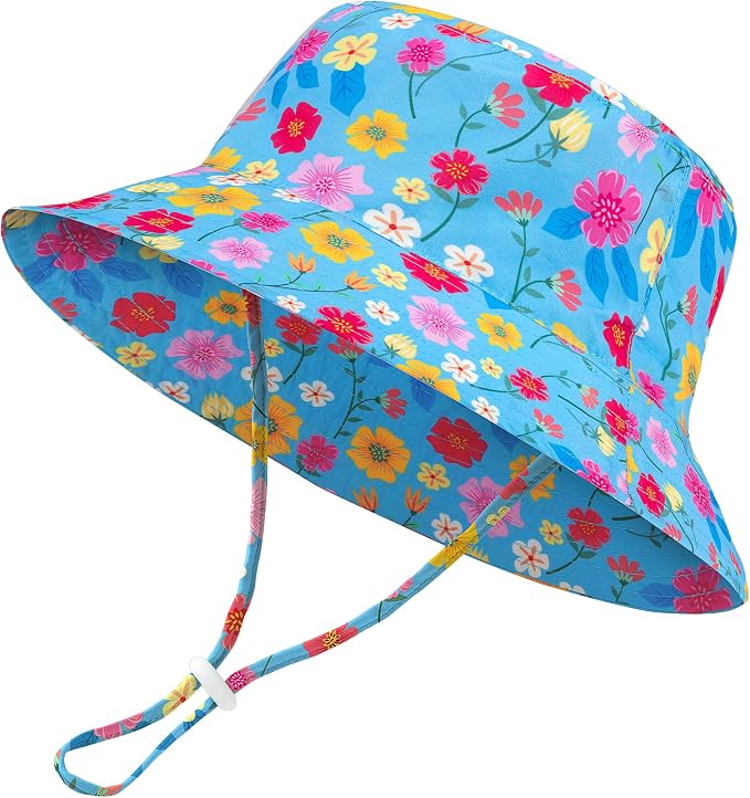 Baby Sun Hat Kids Summer Sun Protection Toddler Bucket Hat Wide Brim Adjustable by HONGTEYA
