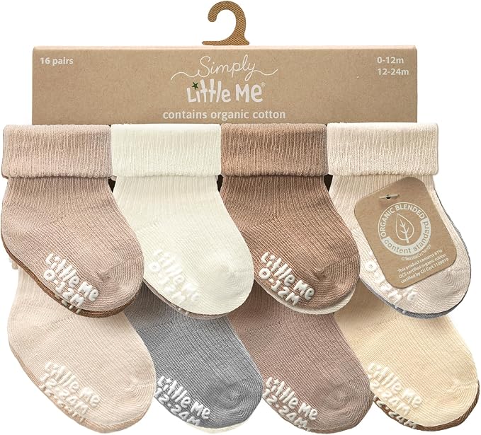 Little Me Baby Socks 16 Pairs | 61% Organic Cotton | Sizes 0-12M & 12-24M | - Image 2