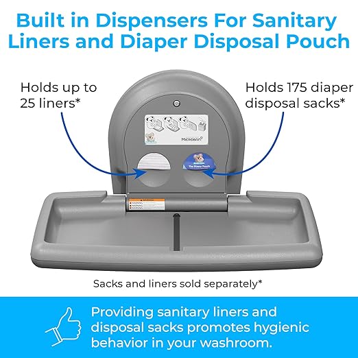 Koala Kare Surface-Mounted Horizontal Baby Changing Station, Model KB300-01 (Grey)