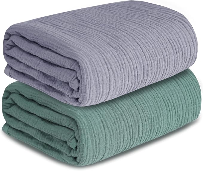 Muslin Swaddle Blankets for Newborn, 2 Pack Breathable Soft Receiving Blanket by GUNTAIL