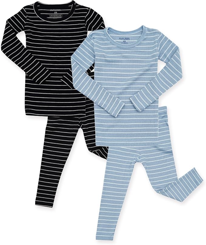 AVAUMA Stripe Pattern Baby Boys Girls Pajama Set Kids Toddler Snug fit Ribbed by AVAUMA
