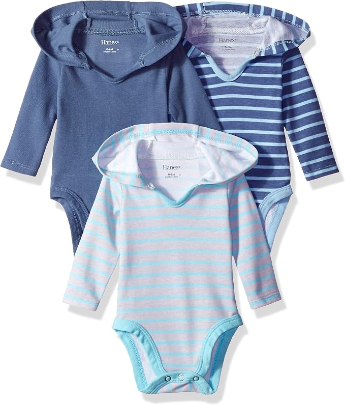 Hanes Baby Long Sleeve Bodysuit, Ultimate Bodysuit Hoodie Boys & Girls by Hanes