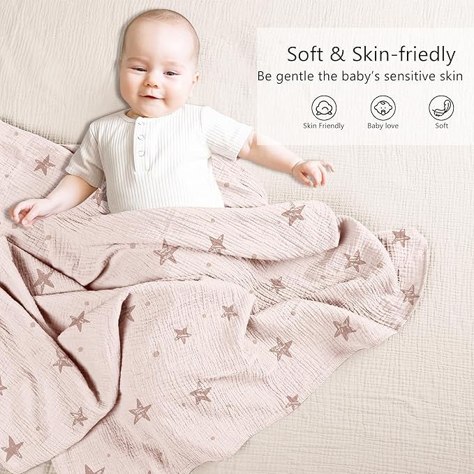 Susurration Muslin Receiving Blanket, 100% Cotton Swaddle Blankets - Image 2