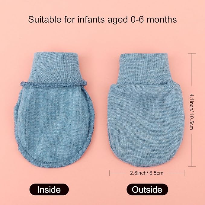 AQOKKA Newborn Baby Mittens No Scratch Cotton Elastic Wrist Gloves Infant - Image 6
