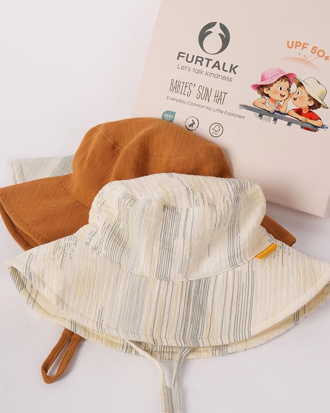 FURTALK Baby Sun Hat Muslin Cotton Toddler Bucket Hat - Image 5