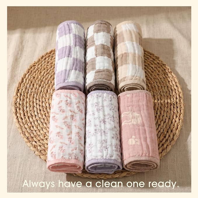 Muslin Baby Burp Cloths Organic Cotton Blend Set | 20x10 Inches, Reversible - Image 6