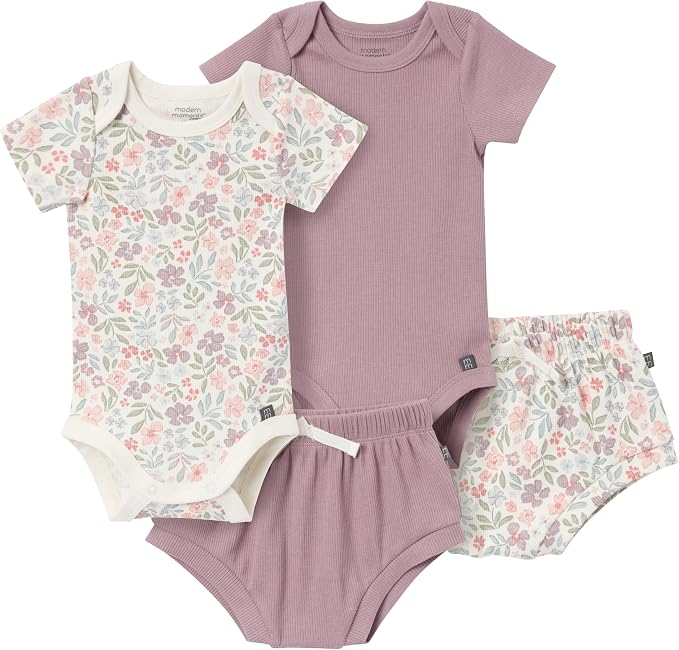 Modern Moments by Gerber Baby 4-Pack Short Sleeve Bodysuits & Shortie Set by ModernMomentsbyGerber