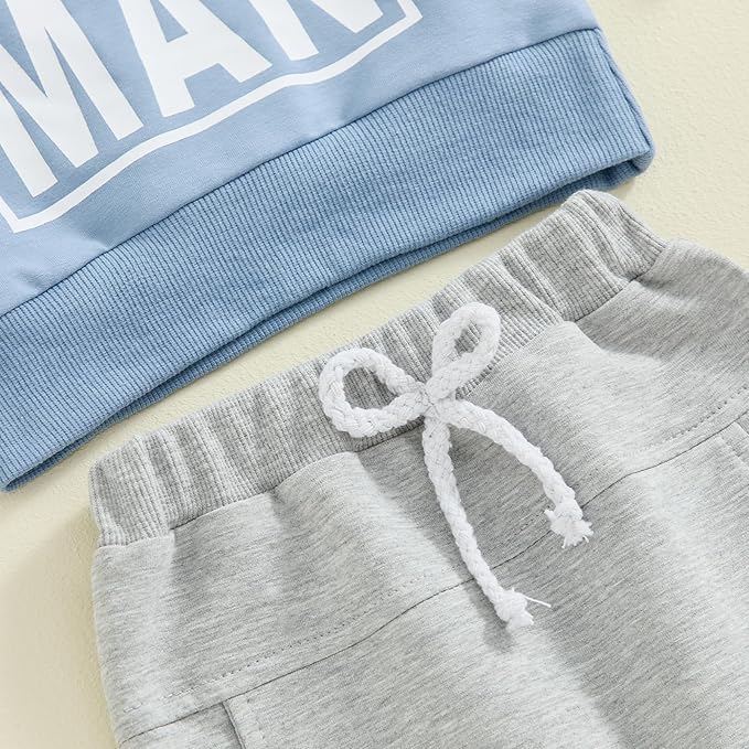 Toddler Baby Boy Fall Winter Outfit Long Sleeve Letter Print Sweatshirts and Jogger Pants Infant Boy Clothes