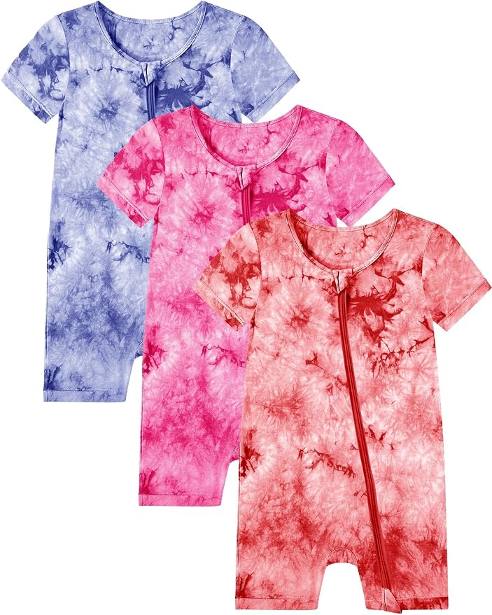 Jimonda Baby Bamboo Viscose Tie Dye Rompers Girl/Boys 3pc Pjs | Premium Soft by JimondaBaby