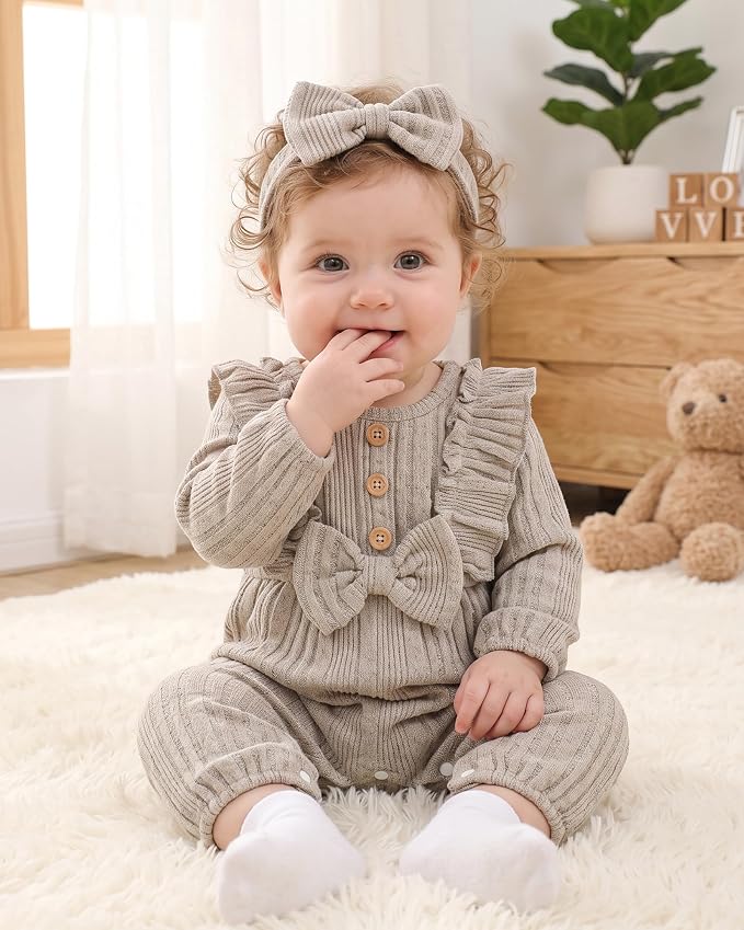 Mioglrie Newborn Baby Girl Clothes 1 Piece Infant Fall Winter Romper Outfit | - Image 2