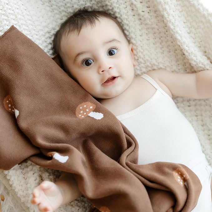 Knit Baby Blanket for Girls and Boys 100% Cotton Buttery Soft Cozy Receiving - Image 2