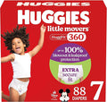 Huggies Size 7 Baby Diapers, Little Movers HuggFit 360° Baby Diapers with 360° Waistband, Size 7 (41+ lbs), 88 Count (2 Packs of 44), Packaging May Vary