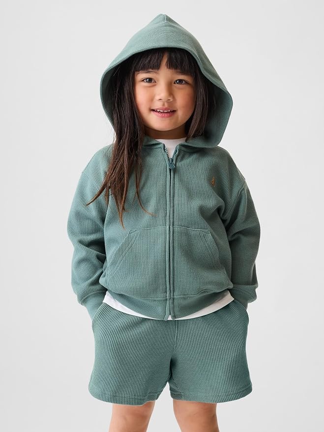 GAP Baby Boys' Icon Waffle Full Zip Hoodie - Image 2