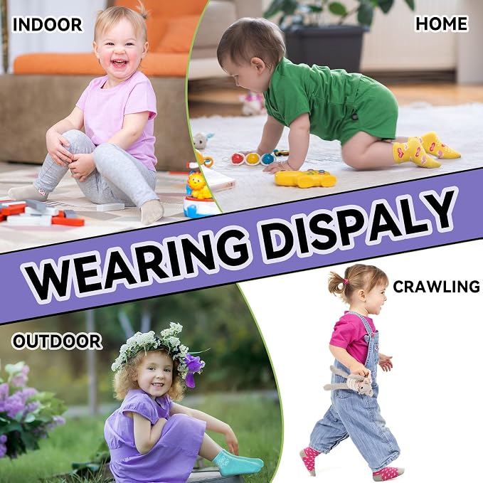 SkiBeaut Baby Toddlers Girls Socks, 12 Pairs Non Slip Kids Grips Toddler Grippy - Image 5