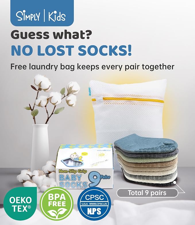 Baby Mid-Crew Socks with Grips for 0-7 Years Old Toddler Boy Girl Kids - Image 6