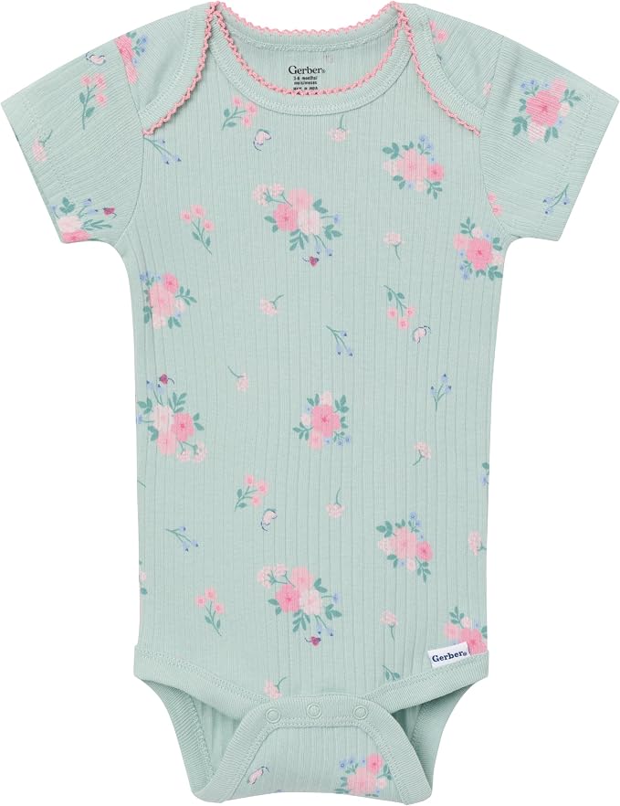 Gerber Baby Girls 4-Pack Short Sleeve Onesies Bodysuits - Image 2