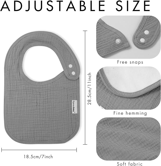 Muslin Baby Bibs for Drooling and Teething, Bibs for Boys Girls | Soft Cotton - Image 6