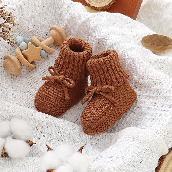 Hadetoto Baby Booties Cotton Newborn Boys Girls Shoes Knit Socks | Cozy Warm - Image 3