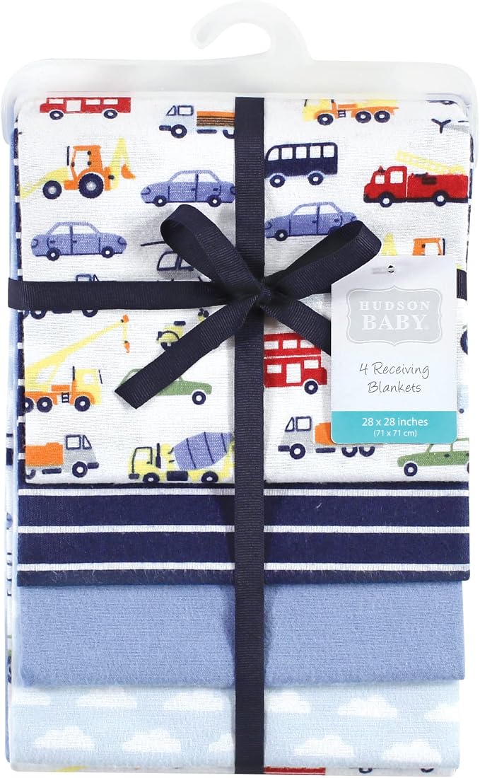 Hudson Baby Unisex Baby Cotton Flannel Receiving Blankets, Colorful - Image 2