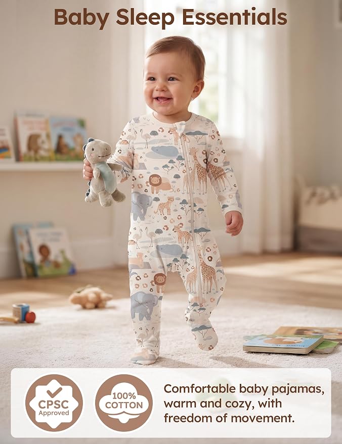 Unnivoll Baby Sleepers 100% Cotton Baby Pajamas Baby Boys Girls Clothes | - Image 2