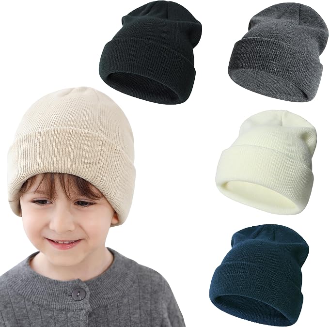 Baby Toddler Infant Winter Soft Knit Beanie Hats Set by SeaZaela