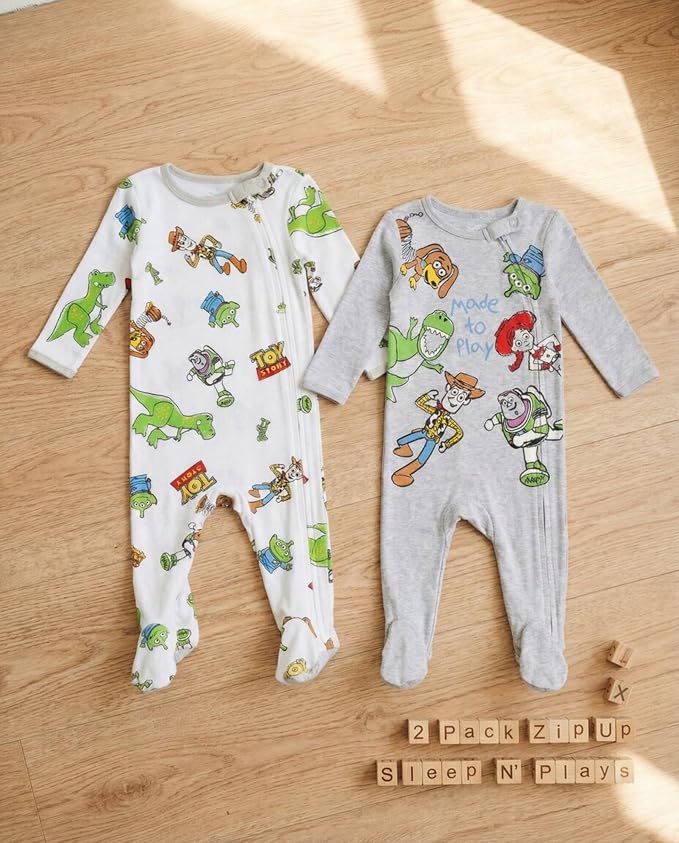 Disney Baby Boys' 2-Pack Footed One-Piece Sleep N' Play Newborn to Infant - Image 3