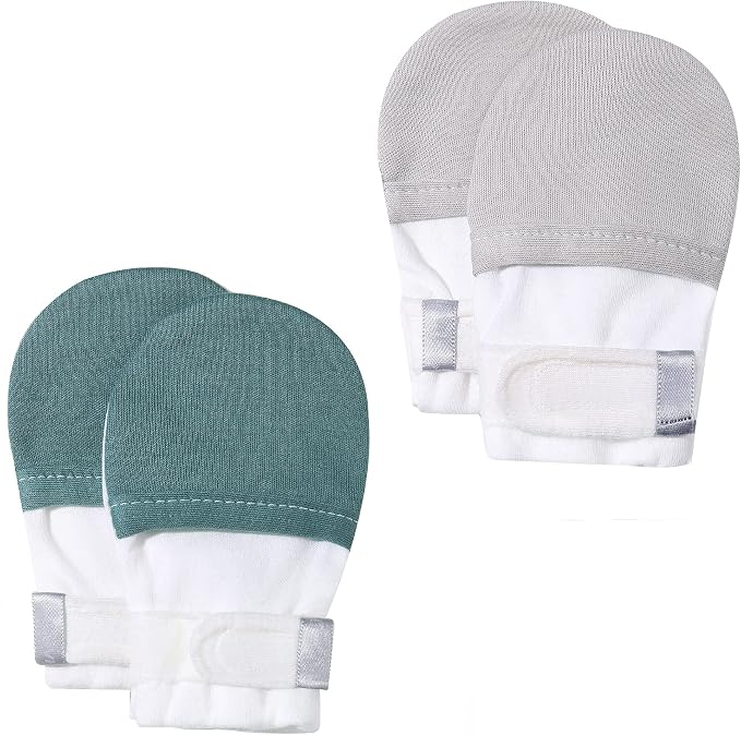 Baby Newborn No Scratch Mittens Stay On, 100% Cotton Adjustable 0-12M | Soft by HAPIU