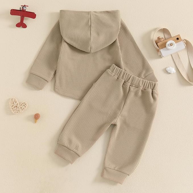 Thorn Tree Infant Baby Boys Pants Set Hooded Solid Sweatshirt Top Pocket - Image 7