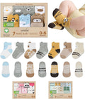 GOTS Organic Cotton Blend 7 Baby Socks 0-6 Months Animal Design Non Slip by Infancie