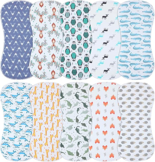 10-Pack Burp Cloths for Baby Boys and Girls by Benoxine