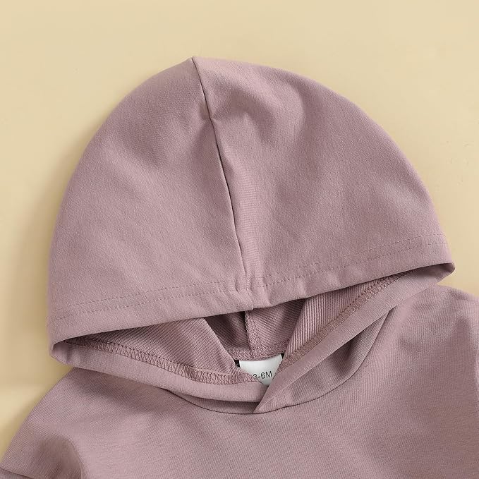 Newborn Baby Boy Girl Hooded Romper Long Sleeve Front Pocket Solid Color Hoodie - Image 5