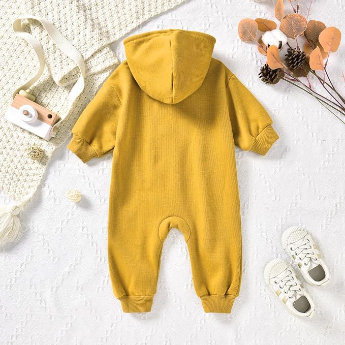 Unutiylo Unisex Baby Boys Girls Long Sleeve Infant Baby Zipper Hooded Jumpsuits - Image 4