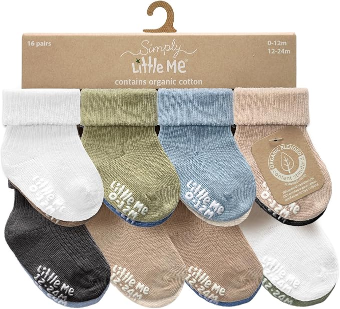 Little Me Baby Socks 16 Pairs | 61% Organic Cotton | Sizes 0-12M & 12-24M | - Image 2