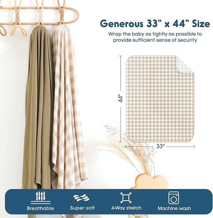 2 Pack Newborn Swaddle Blanket, Ultra Soft Stretchy Jersey Knit Extra Large - Image 2