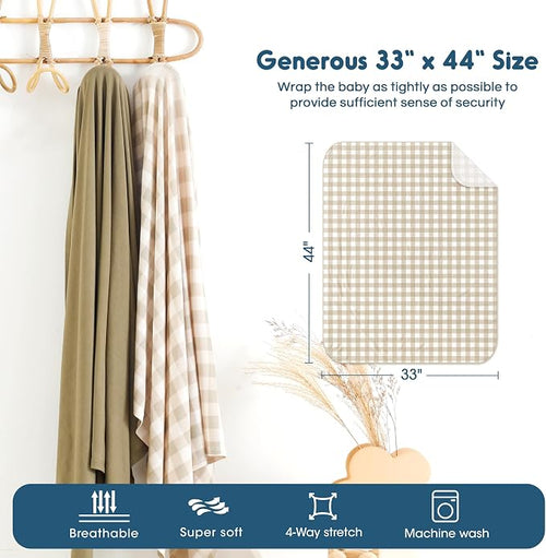 2 Pack Newborn Swaddle Blanket, Ultra Soft Stretchy Jersey Knit Extra Large - Image 2