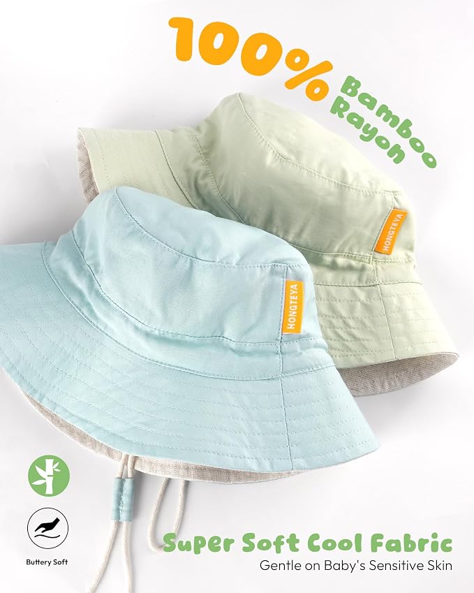 Baby Sun Hat for Toddler Kids Bamboo Rayon Bucket Hat Summer Beach Sun - Image 3