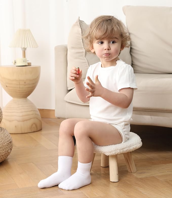 Baby Toddlers Crew Socks with Non-Slip Grip 12 Pack Cotton Stretch Socks | Soft - Image 2