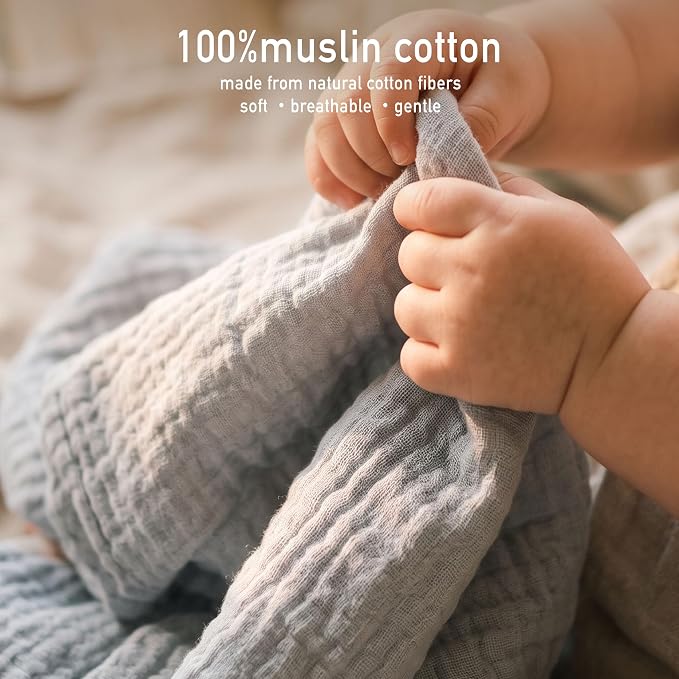 Muslin Receiving Blankets 5 Pack, Soft Swaddle Wraps - Image 2