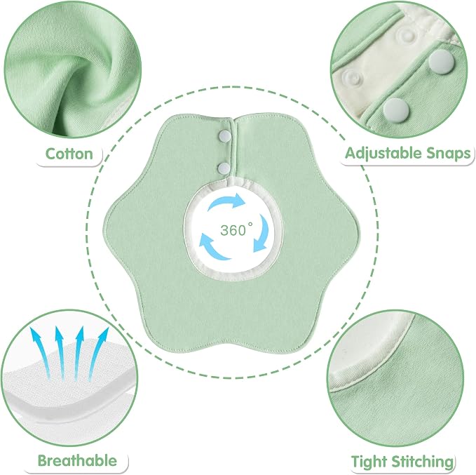 Zainpe 6Pcs 360° Rotate Baby Bibs Waterproof Snap Cotton Baby Bib Absorbent - Image 4