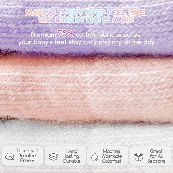 Baby Toddler Girl Socks 6 Pairs Non Slip Infants Newborn Grip Cotton Socks | - Image 2
