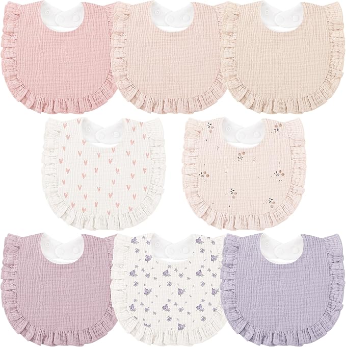 Bearmoss 8 Pack Muslin Baby Bibs by Bearmoss