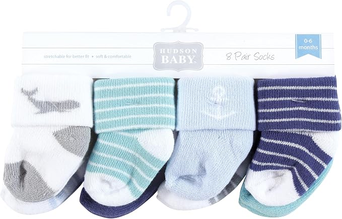 Hudson Baby Baby 8-pack Cotton Rich Newborn and Terry Socks - Image 2