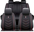 Leather Car Seat Covers Fit for LR Defender 2020-2025, 5 Seater Waterproof and Wear-Resistant Seat Cover Interior Accessories(Full Set,Black&Red)