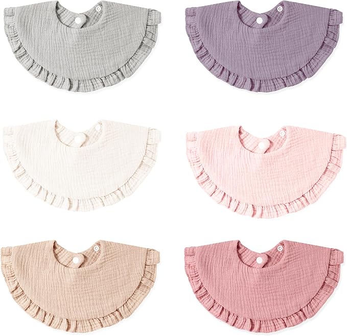Baby Cotton Muslin Ruffled Bibs-Set of 6 - Image 6