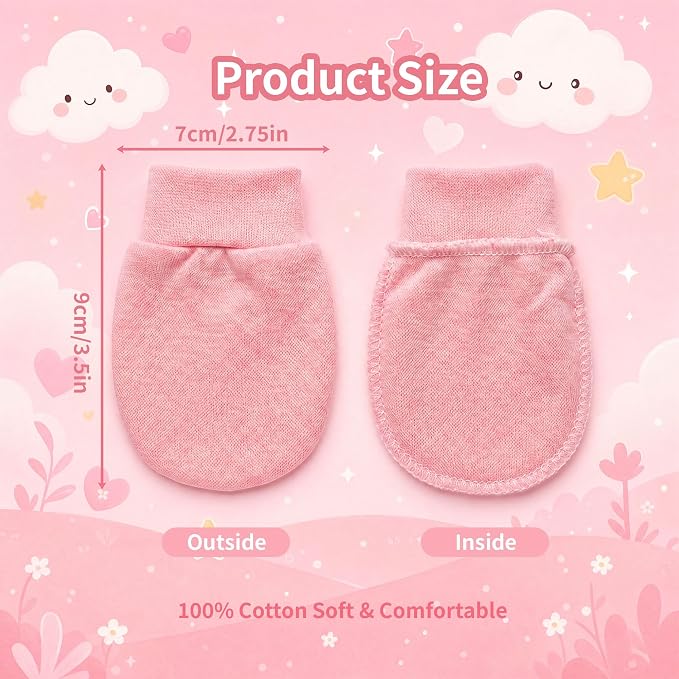 8 Pairs Newborn Baby Mittens No Scratch Infant Baby Cotton Gloves Newborn - Image 3