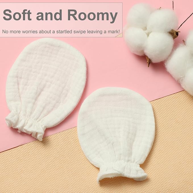 MOMSMENU Baby Mittens Newborn Muslin Soft No Scratch 0-6 Months 6-Pack | - Image 8