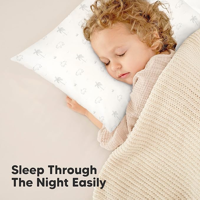 KeaBabies 2-Pack Toddler Pillow 13x18 - Soft Organic Cotton Kids Travel Bed Pillows for Sleeping, School, Nap, Machine Washable, Toddlers 2 to 5, Pillowcase Sold Separately (Sports)